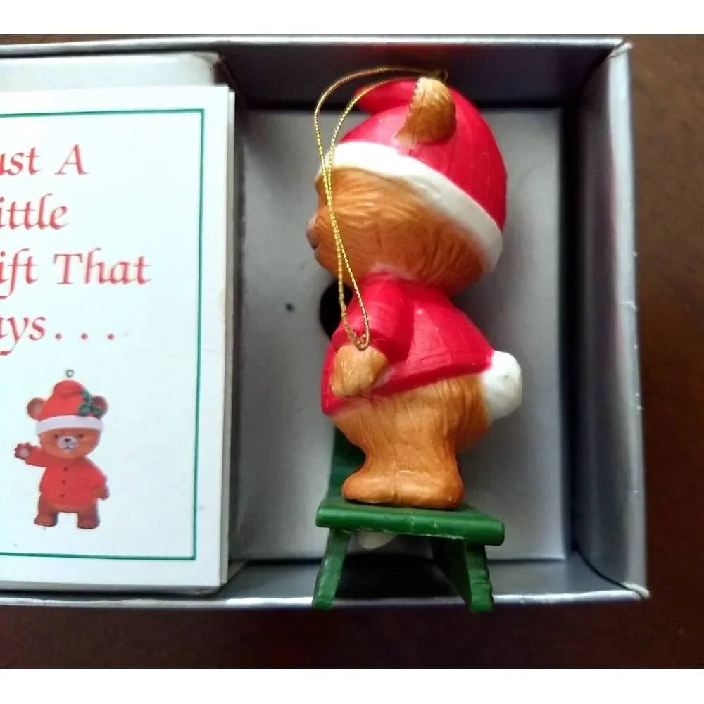 Bradford Novelty TEDDY BEAR Christmas‎ Ornaments 1984 Set of 3 in Box Hong Kong